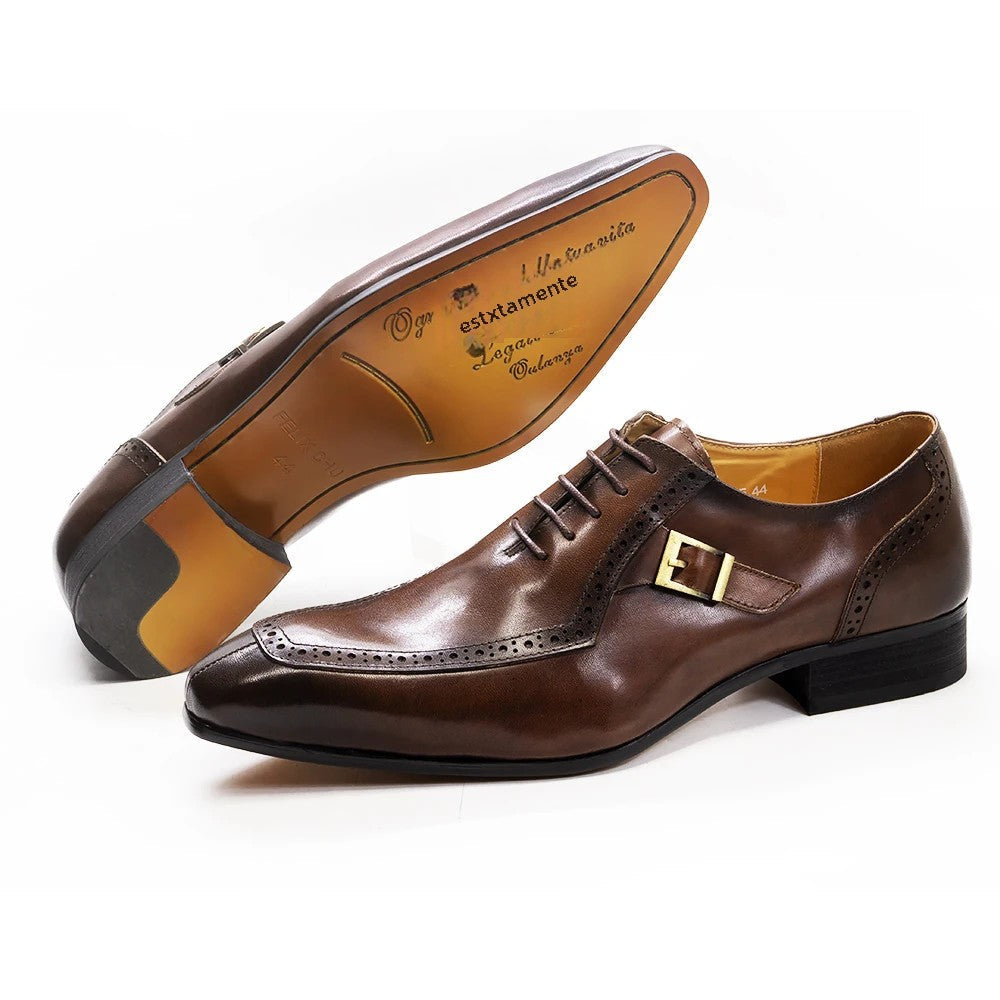 Oxford Brogue Monk Strap Shoes