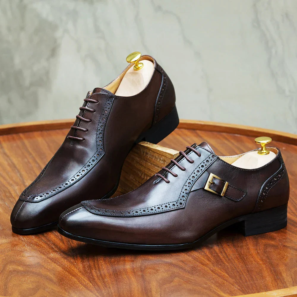 Oxford Brogue Monk Strap Shoes
